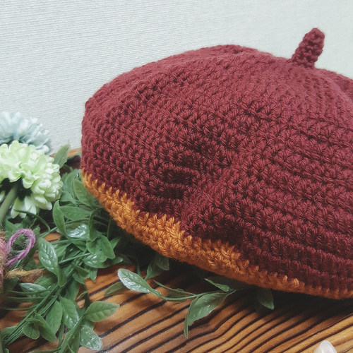 ハンドメイドベレー帽 ハンドメイド】 ベレー帽 八角形模様 - メルカリ