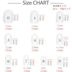 ネイルチップサイズ表　ショートラウンド 2枚目の画像