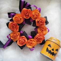 枯れない！バラのハロウィンリース リボンリース 薔薇リース ハロウィン 2枚目の画像