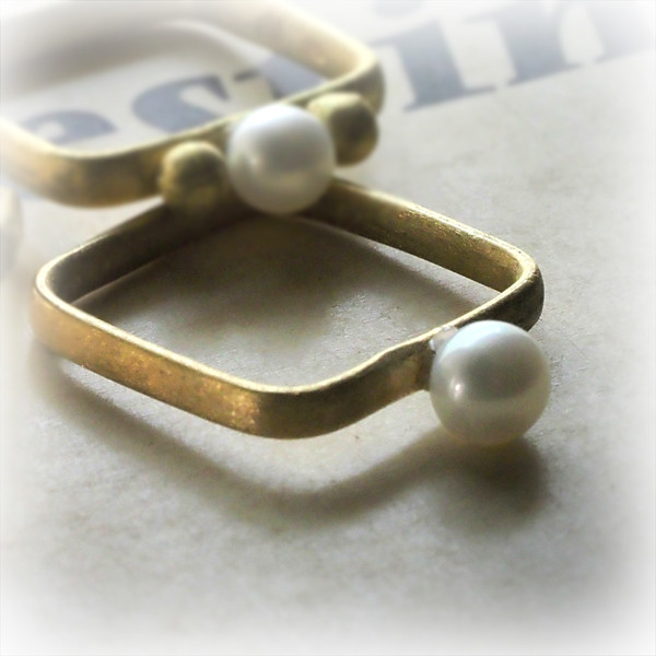 ［受注制作］babyパールのスクエアリング（18金・ベビーパール）＊Creema限定送料無料