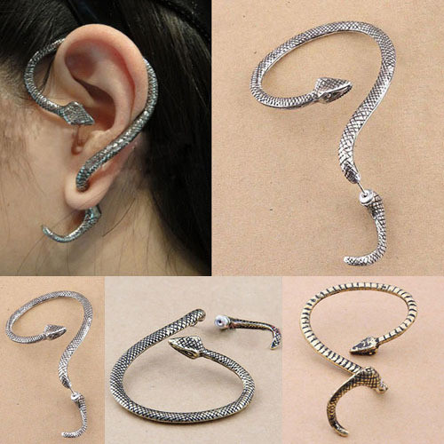 スネークイヤーカフ 蛇 パンク ロック ピアス / 真鍮カラー ピアス