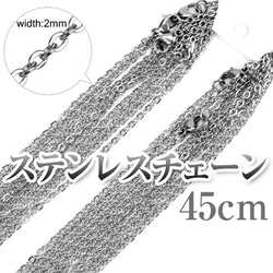 サージカルステンレスチェーン シルバーカラー 2mm/45cm ネックレスチェーン チェーンのみ あずきチェーン 1枚目の画像