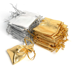 5枚入り サテン巾着袋 【ゴールド 金色】 高級 巾着袋 アクセサリー バック ラッピング用品 6枚目の画像
