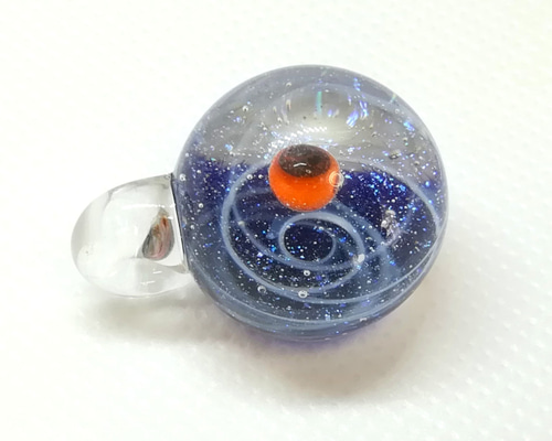 宇宙ガラス ネックレス ハンドメイド アクセ とんぼ玉 銀河