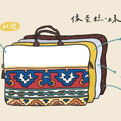 カシミアウール手織りトーテムコンピューターバッグ-コーヒーガーデンネイビーブルー 6枚目の画像