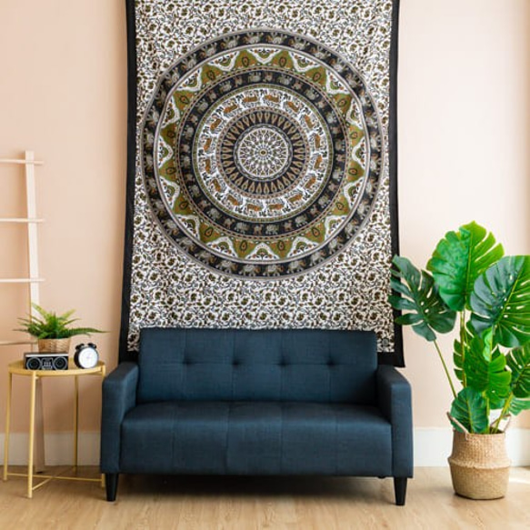 インドクジャク柄の壁布/ビーチタオル/ピクニックマット-忠実