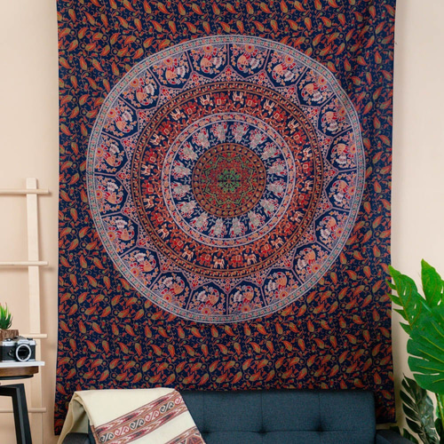 インドクジャク柄の壁布/ビーチタオル/ピクニックマット-情熱的