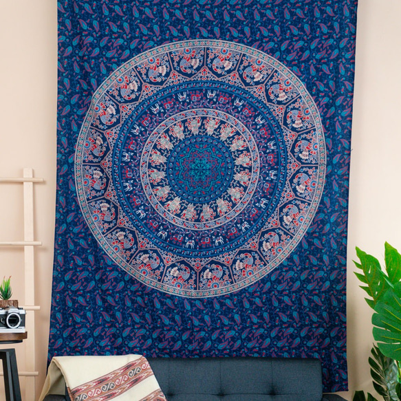 インドクジャク柄の壁布/ビーチタオル/ピクニックマット-直感