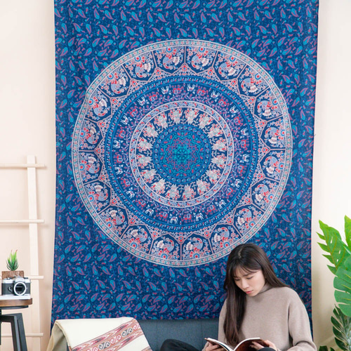 インドクジャク柄の壁布/ビーチタオル/ピクニックマット-直感