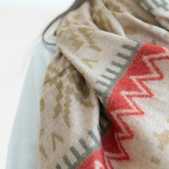 印度圖騰流蘇毛毛披毯 / 毛毯 － 聖誕快樂紅 第7張的照片