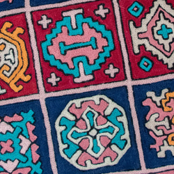 喀什米爾 羊毛手工編織 圖騰地毯 小款 － 魔術方塊 粉版 第6張的照片