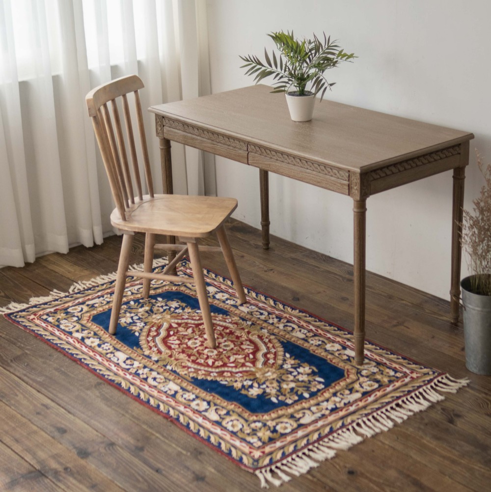 カシミアウール手織りトーテムカーペットラージスタイル-ブルーフォグフォレスト