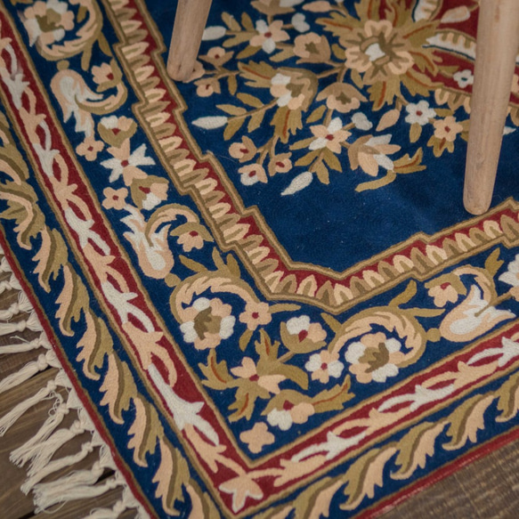 喀什米爾 羊毛手工編織 圖騰地毯 大款 － 藍霧森林 第6張的照片