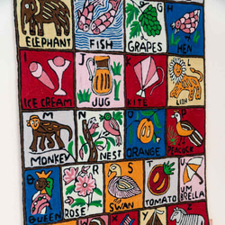 喀什米爾 羊毛編織 圖騰掛毯 － ABC動物字母毯 彩色 第2張的照片