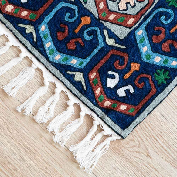 喀什米爾羊毛手工編織圖騰地毯 60x90cm － 天方夜譚 第4張的照片