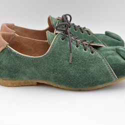 『tote sneakers』green suede leather 2枚目の画像