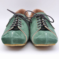 “手提包運動鞋”綠色絨面革 第5張的照片
