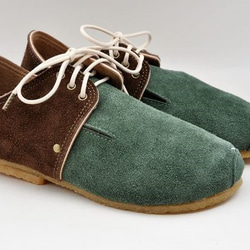 『plie lace-shoes』green x dark-brown leather 1枚目の画像