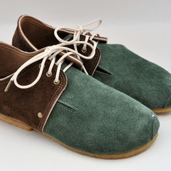 “Plie蕾絲鞋”綠色x深棕色皮革 第3張的照片