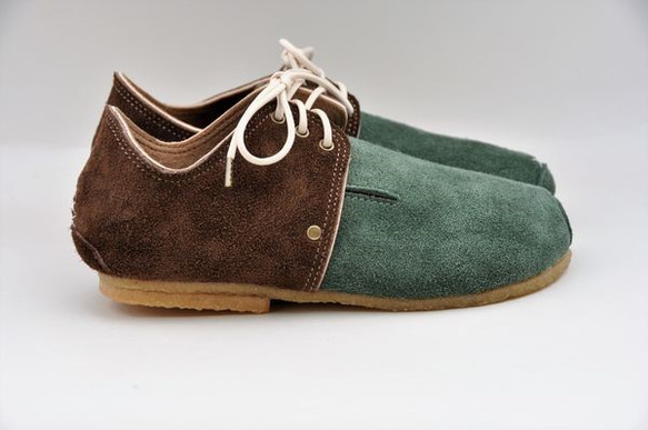 『plie lace-shoes』green x dark-brown leather 4枚目の画像