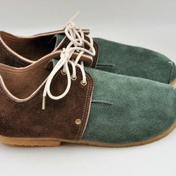 『plie lace-shoes』green x dark-brown leather 5枚目の画像