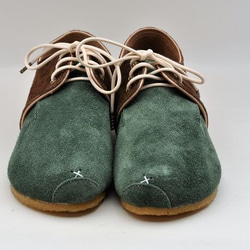 『plie lace-shoes』green x dark-brown leather 6枚目の画像