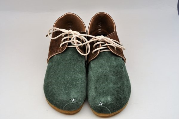 『plie lace-shoes』green x dark-brown leather 7枚目の画像