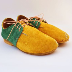 『plie lace-shoes』masterd-yellow x green suede leather 1枚目の画像