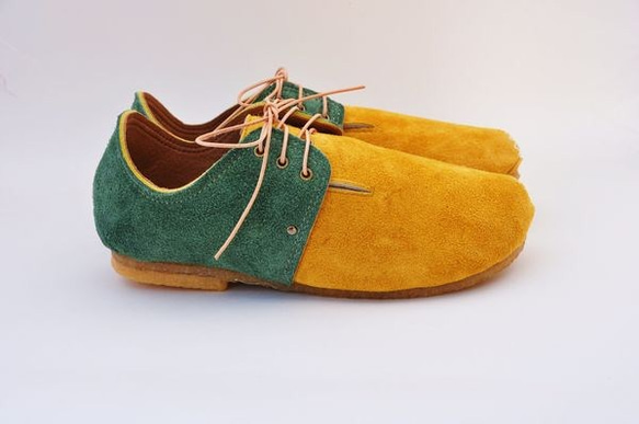 『plie lace-shoes』masterd-yellow x green suede leather 2枚目の画像