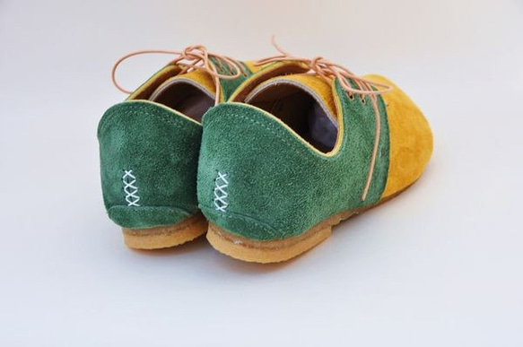 『plie lace-shoes』masterd-yellow x green suede leather 3枚目の画像