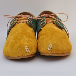 『plie lace-shoes』masterd-yellow x green suede leather 5枚目の画像