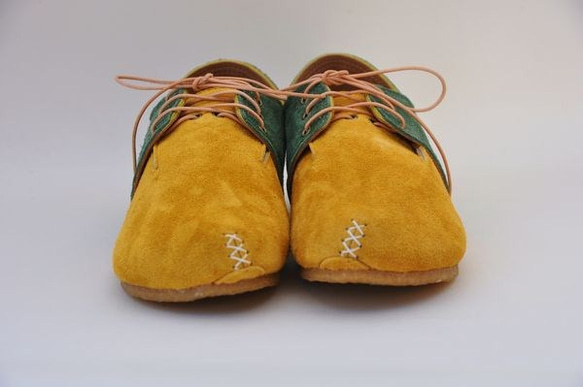 『plie lace-shoes』masterd-yellow x green suede leather 5枚目の画像