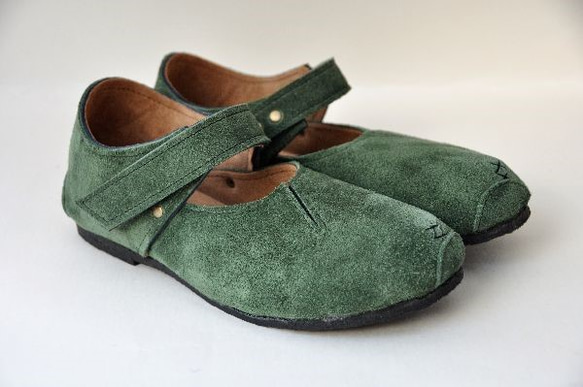 『plie MT-shoes』green suede leather 1枚目の画像