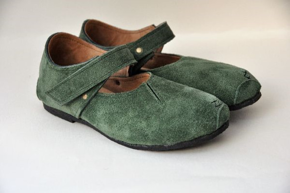 『plie MT-shoes』green suede leather 2枚目の画像