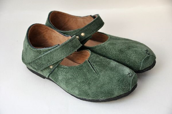 『plie MT-shoes』green suede leather 3枚目の画像