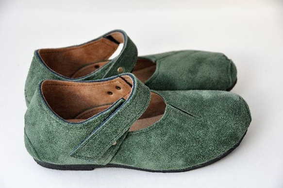 『plie MT-shoes』green suede leather 5枚目の画像