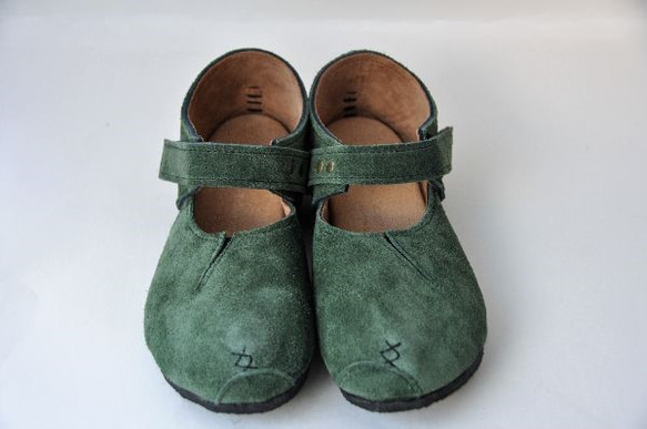 『plie MT-shoes』green suede leather 7枚目の画像