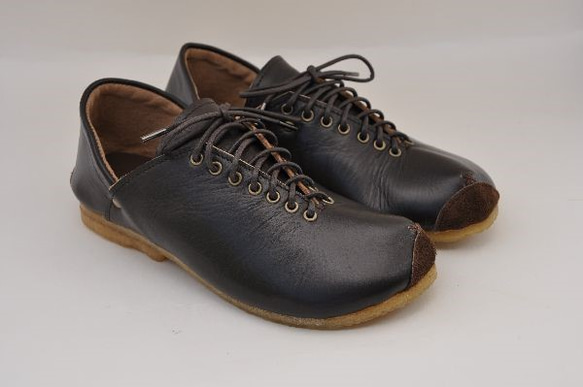 【受注製作】ROUND sneakers (natural leather) 2枚目の画像