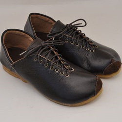 【受注製作】ROUND sneakers (natural leather) 3枚目の画像