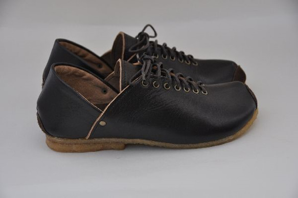 【受注製作】ROUND sneakers (natural leather) 6枚目の画像