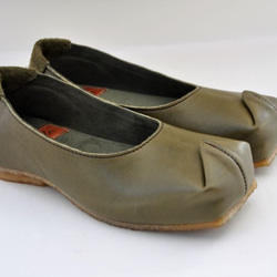 【受注制作】SQUARE shoes (natural leather) 1枚目の画像