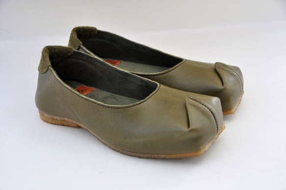 【受注制作】SQUARE shoes (natural leather) 1枚目の画像