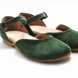 “Plie涼鞋”綠色絨面革 第1張的照片