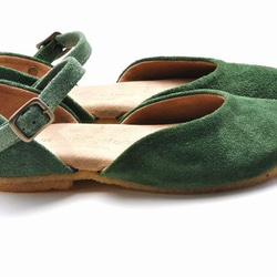 “Plie涼鞋”綠色絨面革 第2張的照片