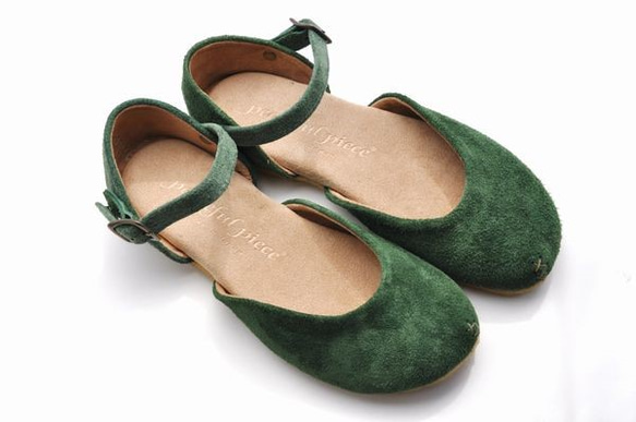 『plie sandals』green suede leather 4枚目の画像