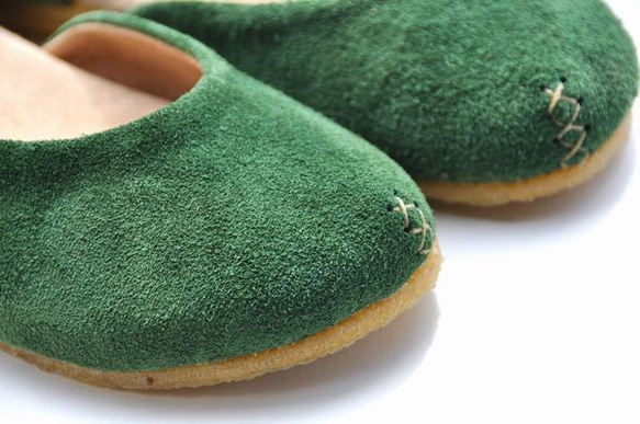 『plie sandals』green suede leather 5枚目の画像