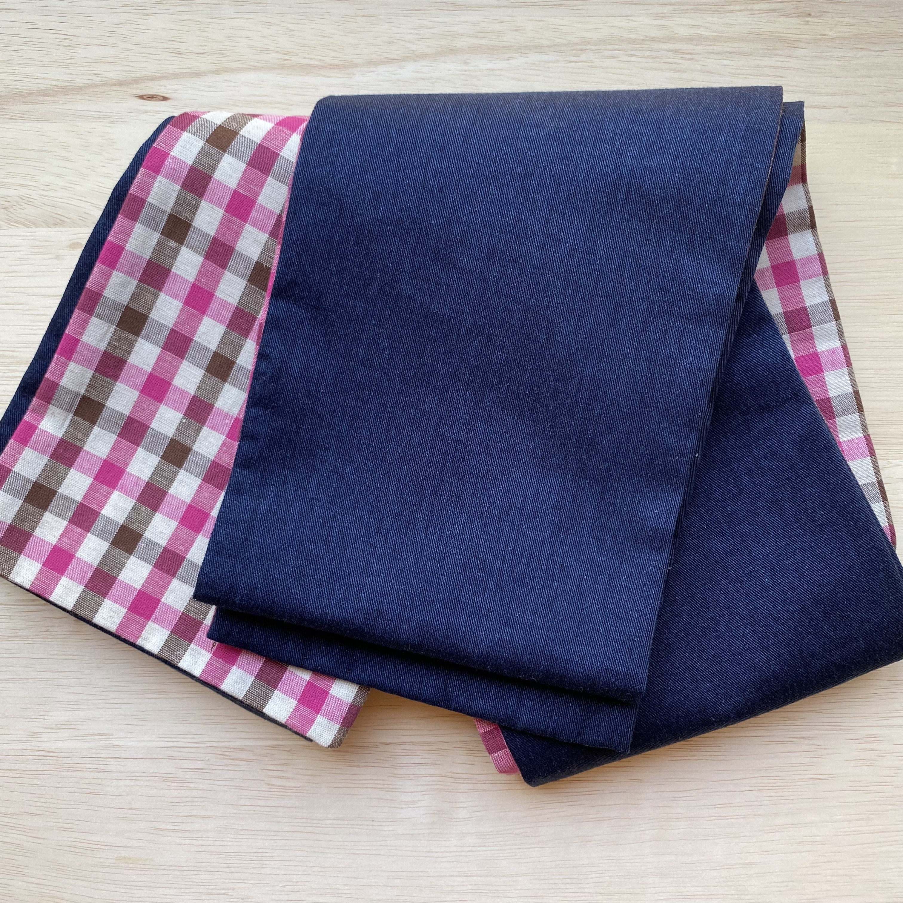 リバーシブル半幅帯 ギンガムチェック×デニム