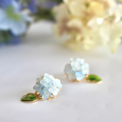 淡藍色繡球花穿孔/耳環 第1張的照片