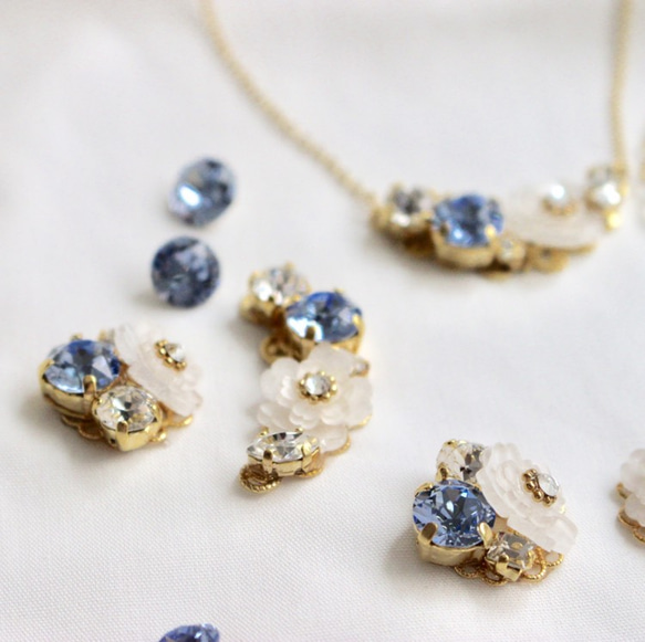 冰花與淺藍寶石耳環 第5張的照片