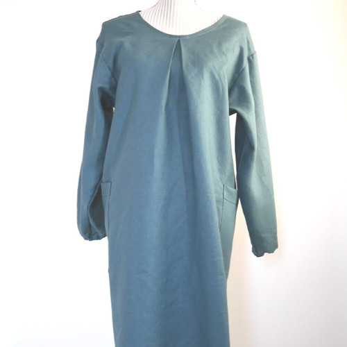 リネン100％ 3way割烹着 ビリジアン エプロン cocochi. 通販 5364028